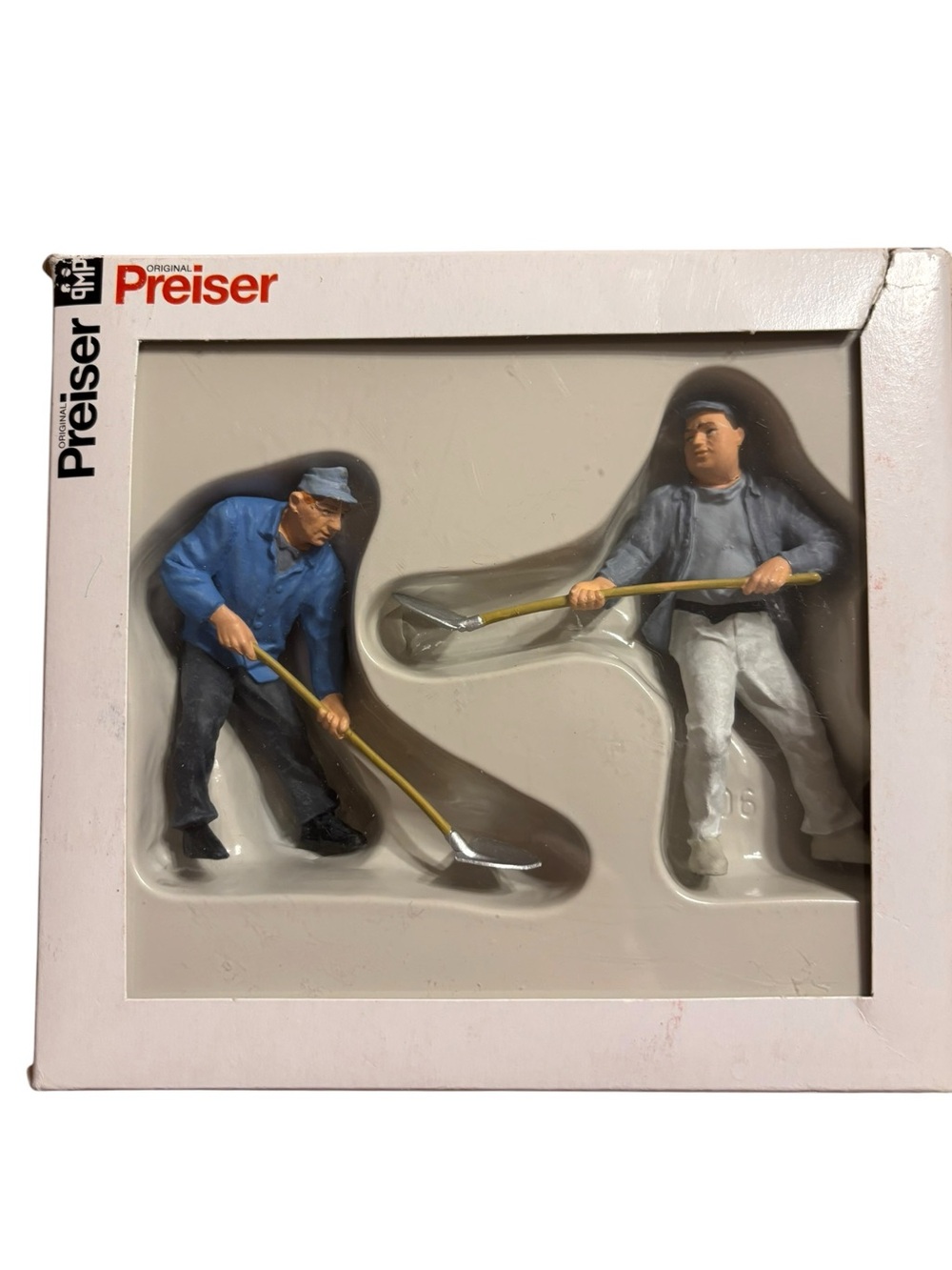 Preiser Hand-Painted Worker Figurines in Blue & Gray